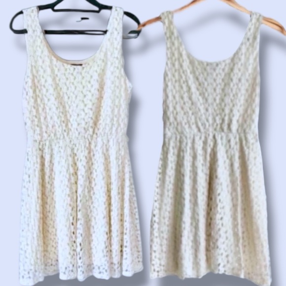 Anthropologie Lily Rose Dress Ivory Lace Fit & Flare Mini Size Small Euro Summer - Picture 5 of 16